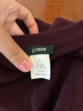 J.Crew Plum Wool Cashmere Blend Scalloped Cardigan Small
